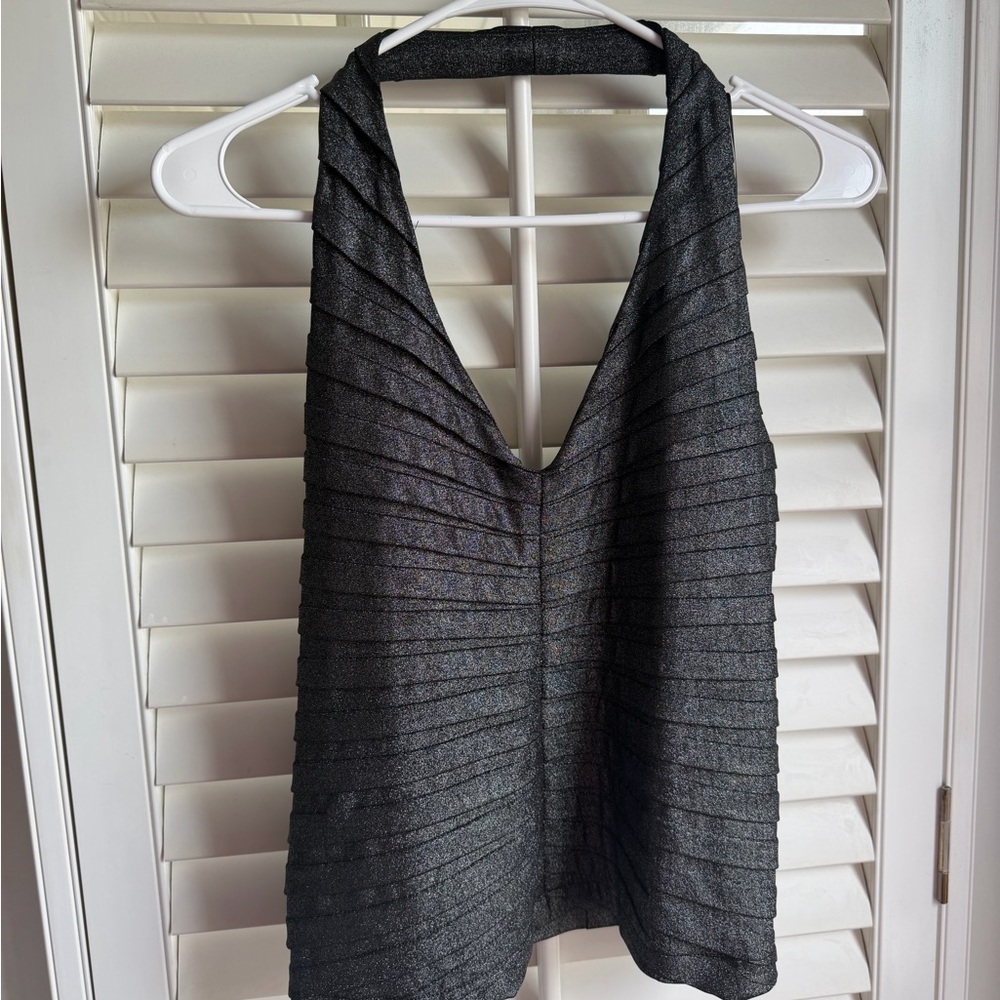 Vintage metallic silver halter top